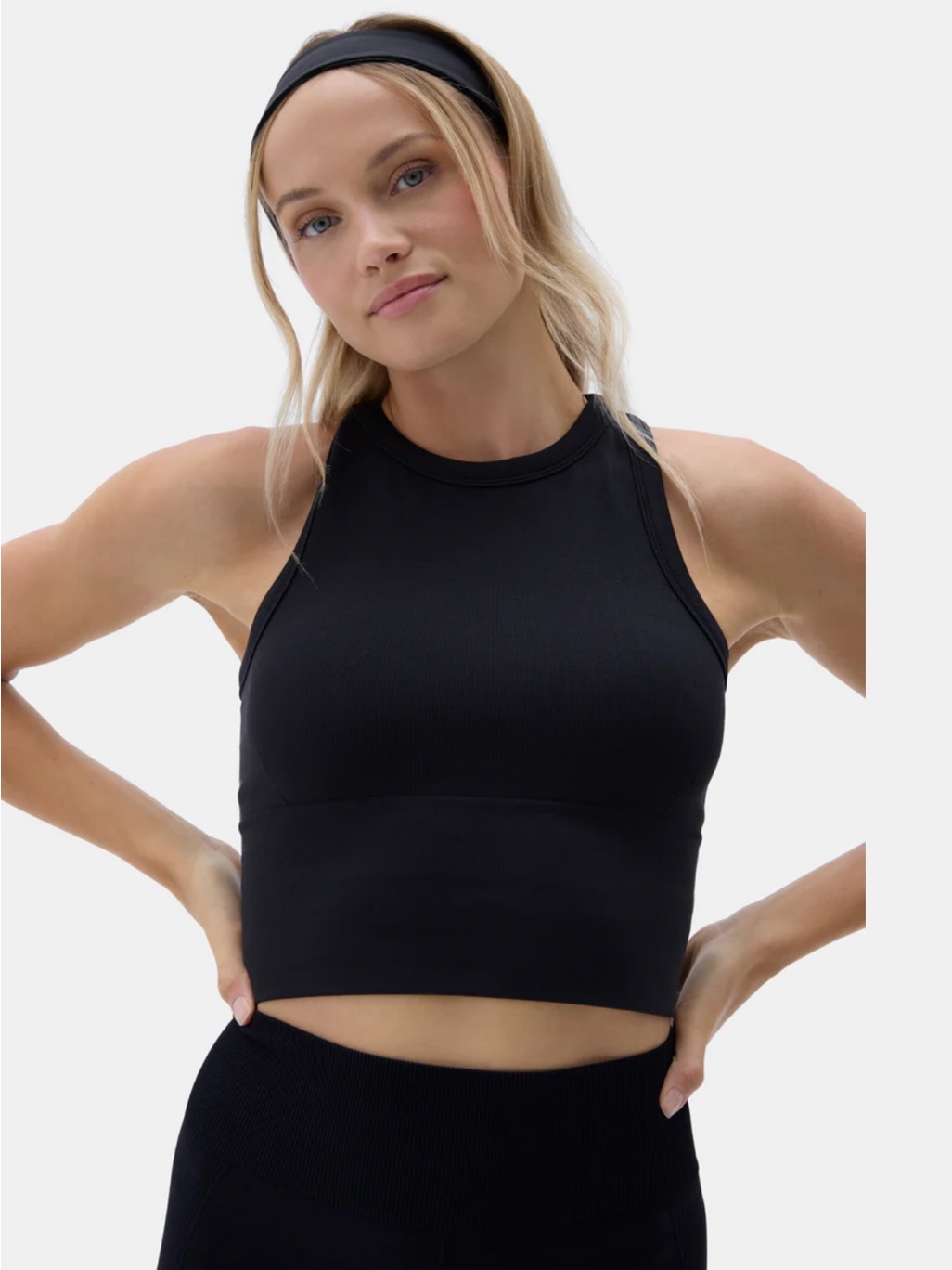 New! Halfdays Sunn Seamless Tank Top Black Compression Ribbed Size Xs